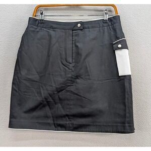 Astra Classic Golf Tennis Skirt Skort Size 10 Black Cottn Pocket Pickleball NWOT